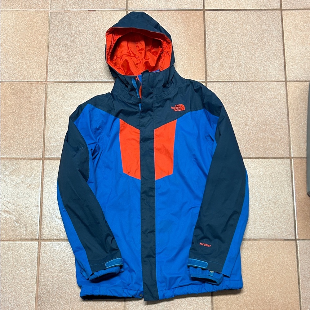 The North Face boys’ Vibrant Blue and Red Ski Jacket